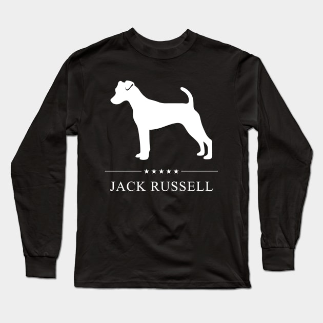 Jack Russell Dog White Silhouette Long Sleeve T-Shirt by millersye